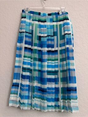 O’STIN Pleated Maxi Skirt Abstract Tartan Wash Print Women’s Waist 28